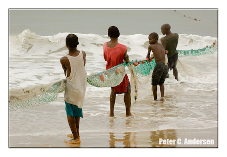 Draw-chain fishing on Lumley Beach.