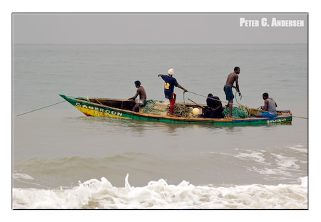 Fishermen laying out their nets.