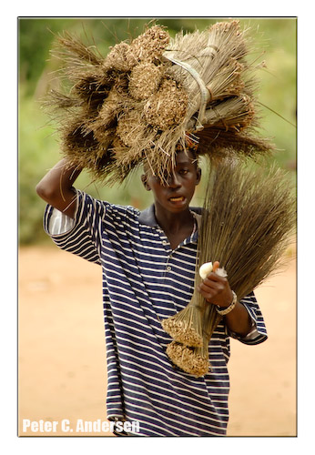 Taking a break from selling brooms.