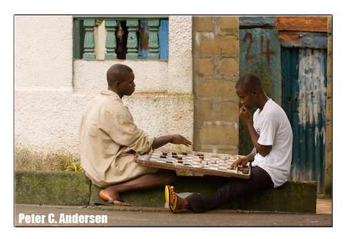 Playing draughts on Bathurst Street.